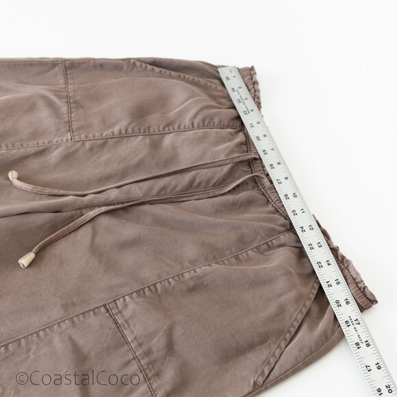 Joie Vintage Look Wide Leg Cropped Pants L Drawstring Relaxed Lyocell Taupe - Picture 5 of 8